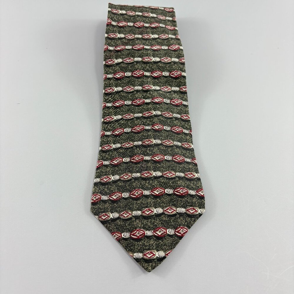 Mark Alexander Green/ Red Geometric Men's Tie 4" x 59"